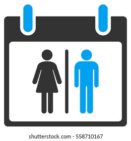 Water Closet Calendar Day vector toolbar icon. Style is bicolor flat icon symbol, blue and gray colors, white background.