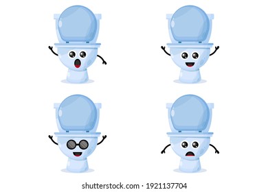 Water closet logo design character cute