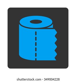 Water Closet Paper Roll vector icon. Style is flat rounded square button, blue and gray colors, white background.