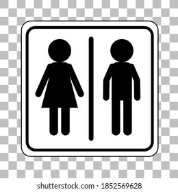 Water closet (WC) sign isolated on transparent background illustration