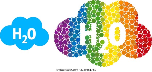 Water cloud collage icon of filled circles in variable sizes and rainbow colored color tones. A dotted LGBT-colored water cloud for lesbians, gays, bisexuals, and transgenders.