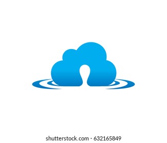 Water Cloud Logo Template Design Vector, Emblem, Design Concept, Creative Symbol, Icon
