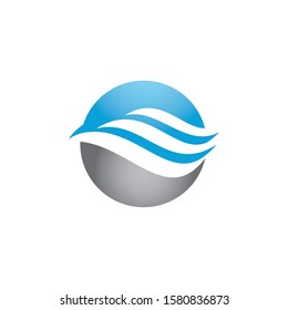 Water Club logo. Swimming or sail sport logo. Pool or spa emblem. Circle with waves vector logo design.	
