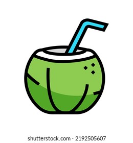 vector de icono de color de coco de coco de agua. signo de coco de coco acuático. ilustración de símbolo aislado