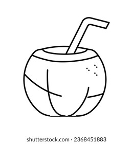 water coconut coco line icon vector. water coconut coco sign. isolated contour symbol black illustration