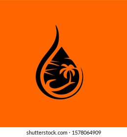 water and coconut tree logo design