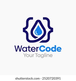 Modelo de design de logotipo de código de água. Bom para negócios, agência, comunidade e organização