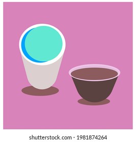 Agua y café en taza 