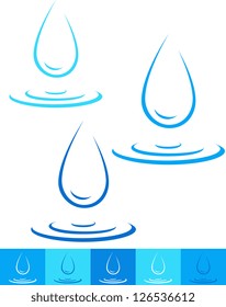 water collection with blue falling drops and splash