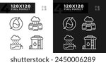 Water collection linear icons set for dark, light mode. Water conservation, reuse. Resource management. Thin line symbols for night, day theme. Isolated illustrations. Editable stroke. Pixel perfect
