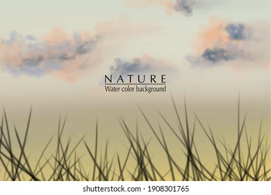 Water color background with beautiful natural objects