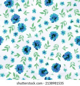Water color bloom leave seamless vector pattern