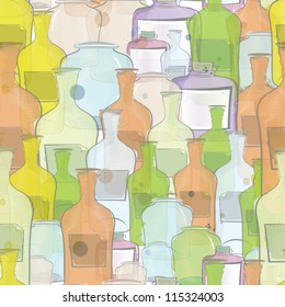 Water color bottles seamless background vector illustration