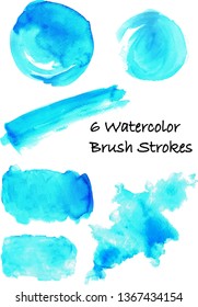 Water color brush set in many different size and shape on blue texture, vector