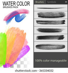 Water Color Brush Stroke, Vector Art And Illustration.