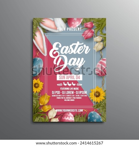 water color easter day celebration flyer template