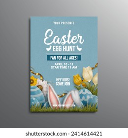 water color easter egg hunt poster design template