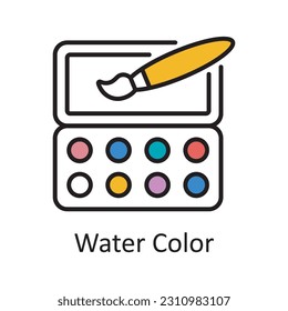 Illustration Création d'icône Plan à l'Aquarelle remplie. Symbole d'art et d'artisanat sur fond Blanc, fichier EPS10