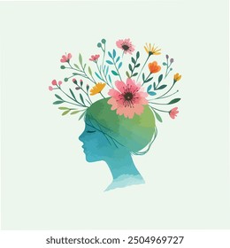 Water color floral head illustration 