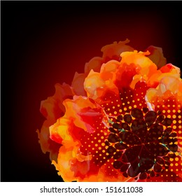 water color flower abstraction. fiery flower