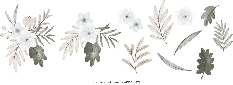 water color flowers vector design