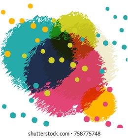 water color hand drawn vector idea design green pink cream orange