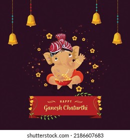 water color illustration of lord Ganesha for Ganesh Chaturthi festival of India vector banner poster greeting card