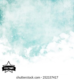 Water Color Like Cloud On Old Paper Texture Background. Vector.