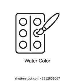 Water Color Outline Icon Design illustration. Art and Crafts Symbol on White background EPS 10 File