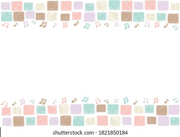 water color square pattern and musical  note frame