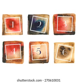 Water color squares on a white background