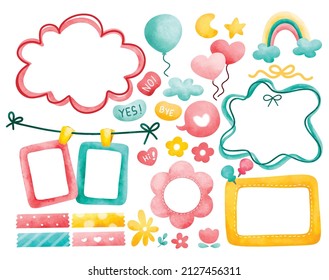 Water Color Style Frame Doodles Vector Illustration