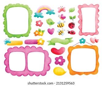 water color style frame doodles vector illustration