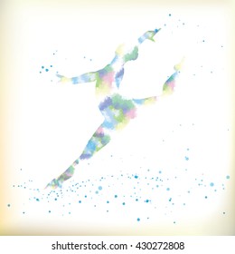 water color style illustration of Beautiful ballet-dancer, vector eps10