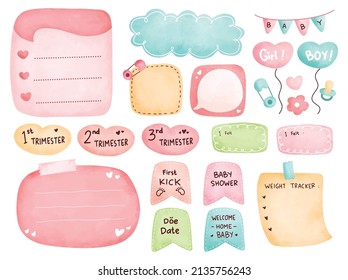 Water color style Pregnant planner Vector illustration