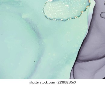 Water Color Vector. Elegant Light Glitter. Gold Alcohol Ink Marble. Glitter Marble Ink Background. Glitter Gradient Watercolor. Luxury Vector Painting. Green Art Paint. Green Water Color Watercolor.