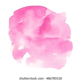 Water color wet brush paint abstract handmade element for frame, border, card. Pink watercolor hand drawn paper texture isolated vector square stain on white background for text design, web, backdrop