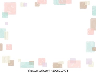 water colored square pattern frame  mosaic tiles