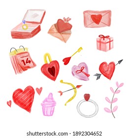 Water Colors Valentine Day Vector Illustration