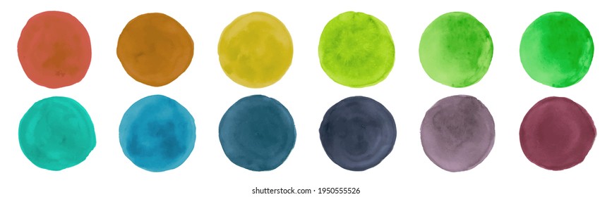 Water Colour Circle. Isolated Rounds Set. Ink Blots on Paper. Vector Water Colour Circle. Abstract Grunge Spots. Graphic Splash Illustration. Art Drops. Acrylic Water Colour Circle.