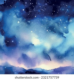 water colour starry night vector illustration