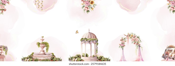 Water colour wedding card invite template