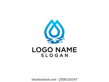 water combination logo vector design