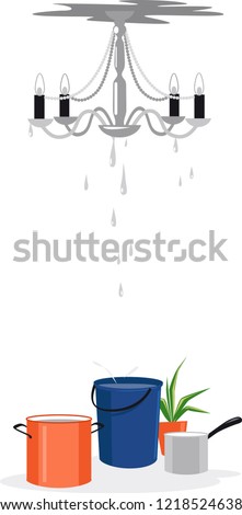 Water Coming Down Leak Ceiling Dripping Stock Vector