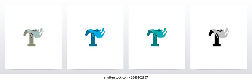 Water Coming Out From Letter Logo Design T