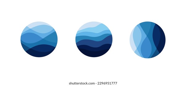 Water company logo set. Vector graphics