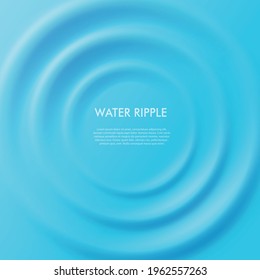 Water concentric ripple square banner template, realistic vector illustration. Blue water surface background template for business cards and advertising posters.