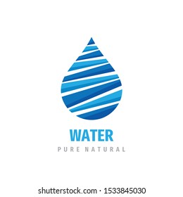 Water concept logo design. Water drop abstract icon sign. Pure natural. Vector illustration. 