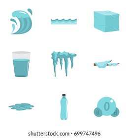 Water condition icon set. Flat set of 9 water condition vector icons for web isolated on white background