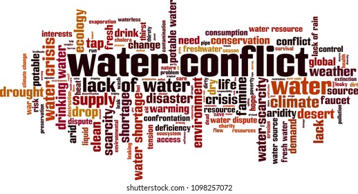 Water conflict word cloud concept. Vector illustration